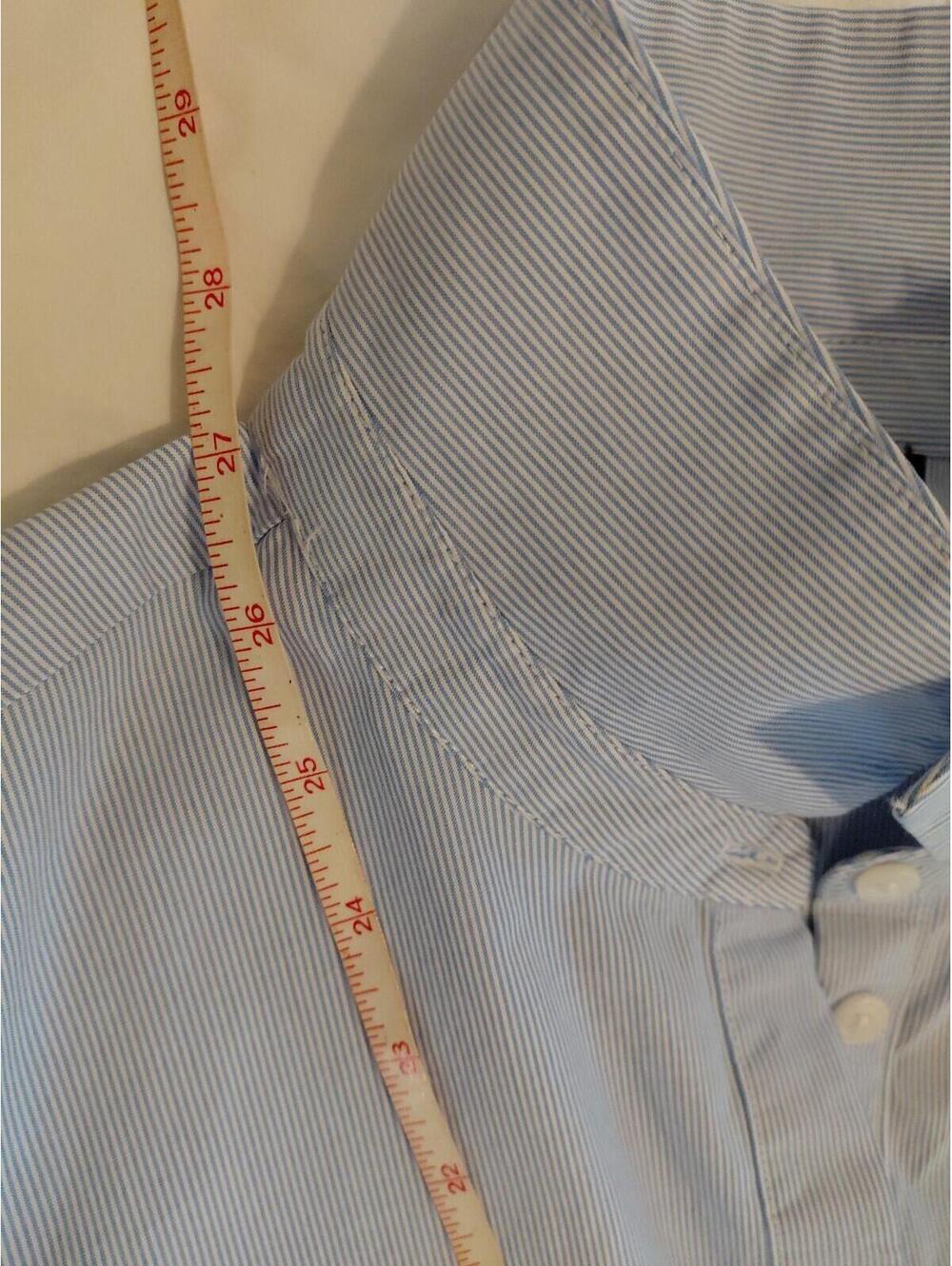 Talbots Peplum Shirt Micro Stripe Size L Light Blue And White EUC - Picture 10 of 10